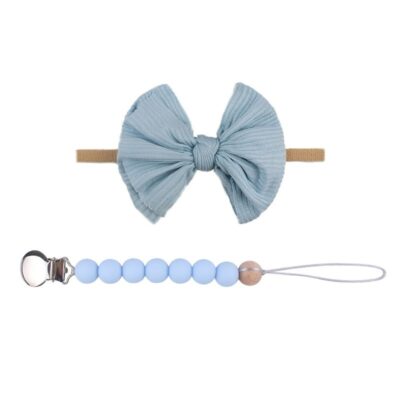 Butterfly Hair Band and Silicone Pacifier Clip - Anti-drop Chain Set
