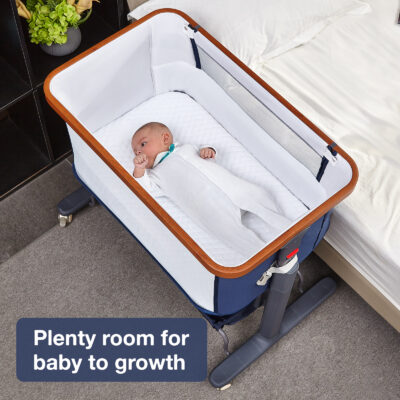 Adjustable Height Baby Bedside Crib with Secure Attachment for Easy Nighttime Access
