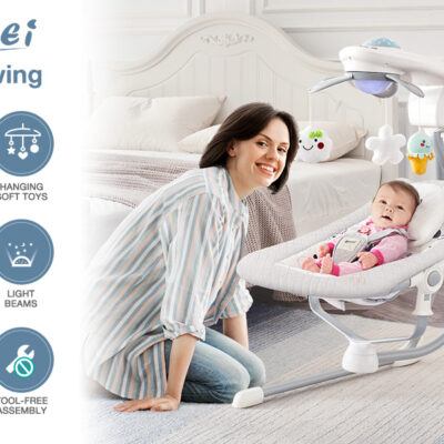 Electric swinging cradle swing with 180 degree rotating seat