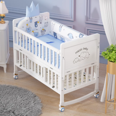 Adjustable Bebe Wooden Crib - Elegant and Functional