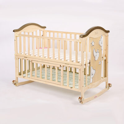 Transformable Wooden Crib with Extendable and Swinging Features for Children