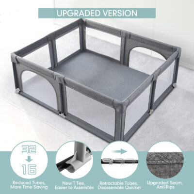 Deluxe Square Playpen Fence for Baby - Secure and Roomy