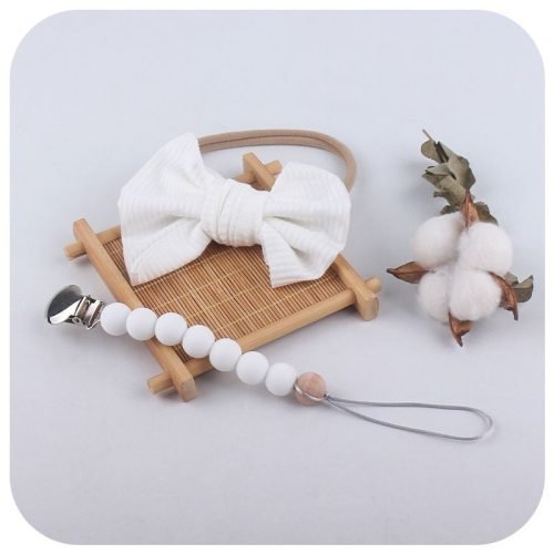 Butterfly Hair Band and Silicone Pacifier Clip - Anti-drop Chain Set