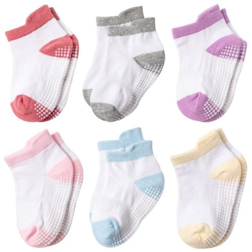 Eco-Friendly Non-Slip Toddler Socks with Grips - Set of 5 pcs for Safe and Comfortable Walking