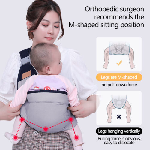Breathable Cotton-Polyester Baby Sling Carrier with Mesh Fabric - Comfortable and Adjustable for Easy Babywearing