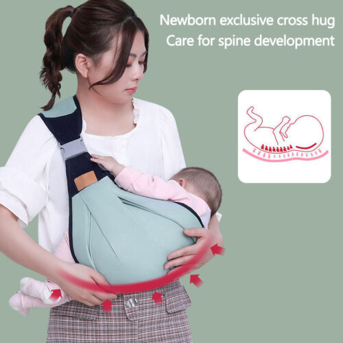 Breathable Cotton-Polyester Baby Sling Carrier with Mesh Fabric - Comfortable and Adjustable for Easy Babywearing