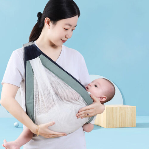 Breathable Cotton-Polyester Baby Sling Carrier with Mesh Fabric - Comfortable and Adjustable for Easy Babywearing