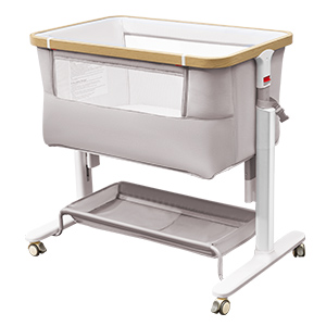 Adjustable Height Baby Bedside Crib with Secure Attachment for Easy Nighttime Access - Grey