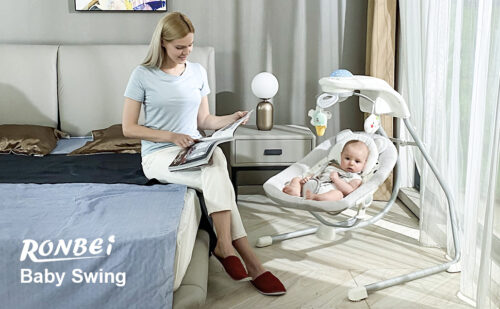 Electric swinging cradle swing with 180 degree rotating seat