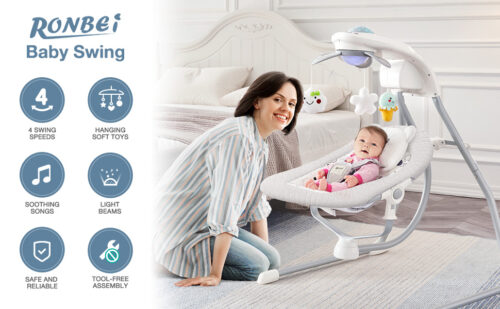 Electric swinging cradle swing with 180 degree rotating seat