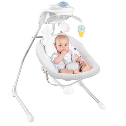 Electric swinging cradle swing with 180 degree rotating seat