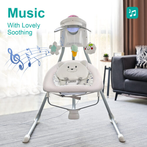 Electric swinging cradle swing with 180 degree rotating seat