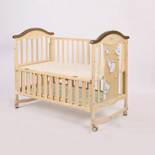 Transformable Wooden Crib with Extendable and Swinging Features for Children