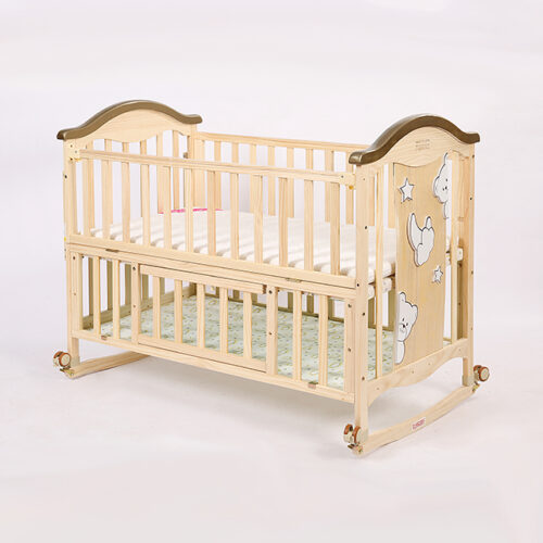 Transformable Wooden Crib with Extendable and Swinging Features for Children
