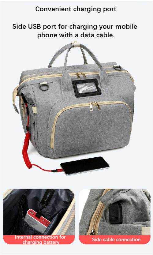 Big capacity 3 in 1 diaper bag backpack with bassinet
