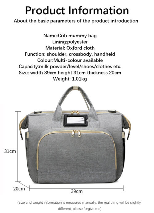 Big capacity 3 in 1 diaper bag backpack with bassinet