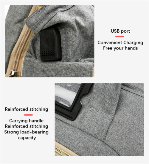 Big capacity 3 in 1 diaper bag backpack with bassinet