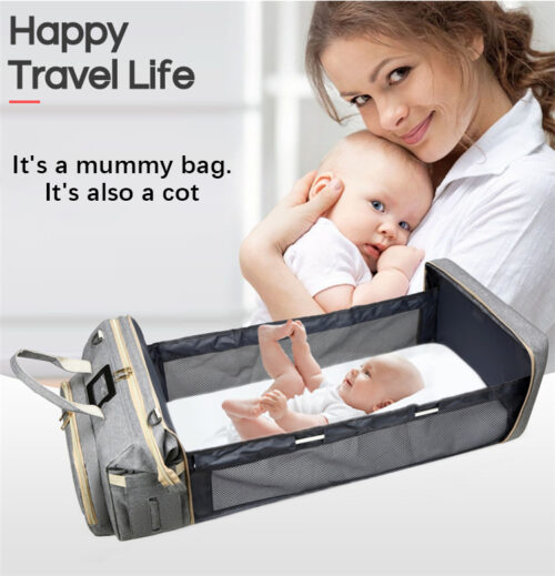 Big capacity 3 in 1 diaper bag backpack with bassinet