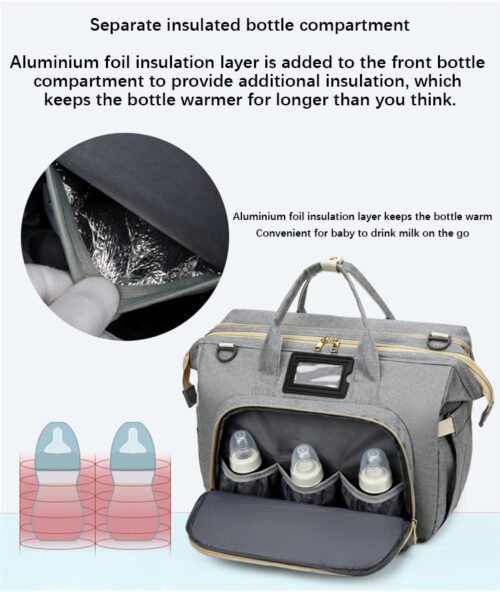 Big capacity 3 in 1 diaper bag backpack with bassinet