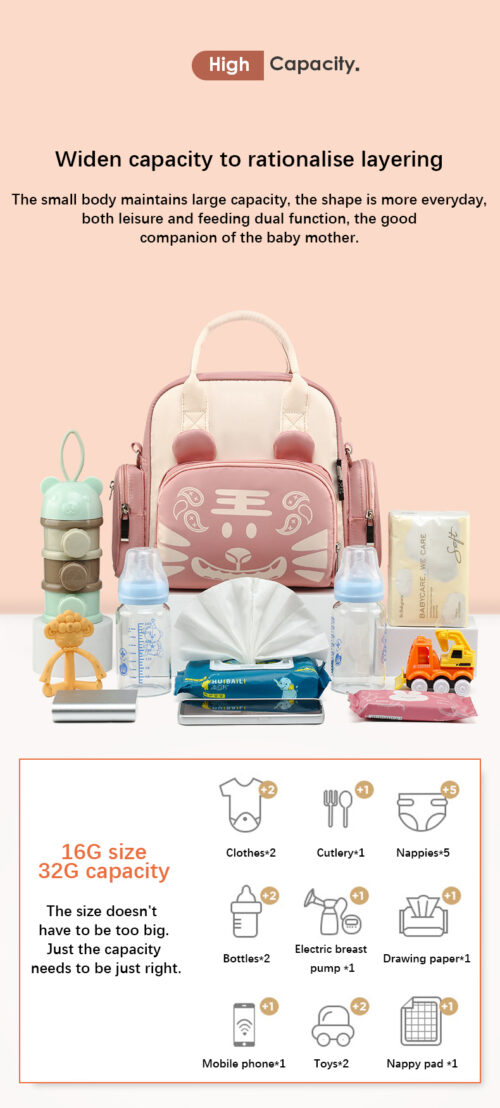 Multifunction Large Capacity Baby Diaper Bag - Single shoulder - Insulated Bottle Bag