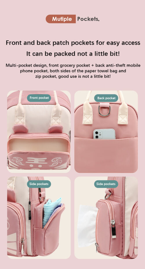 Multifunction Large Capacity Baby Diaper Bag - Single shoulder - Insulated Bottle Bag