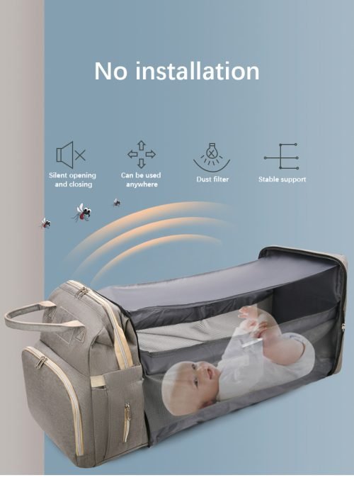 Mother and Baby Diaper Bag with portable Folding Bed