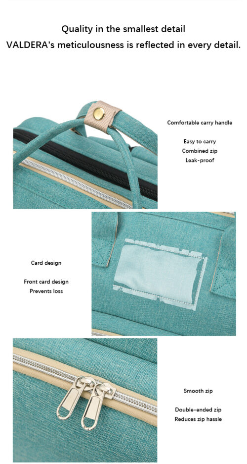 Mother and Baby Diaper Bag with portable Folding Bed