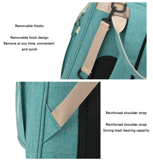 Mother and Baby Diaper Bag with portable Folding Bed