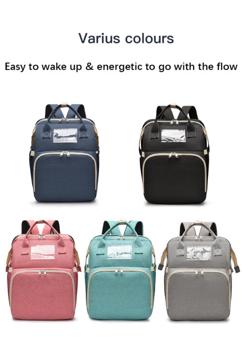 Mother and Baby Diaper Bag with portable Folding Bed