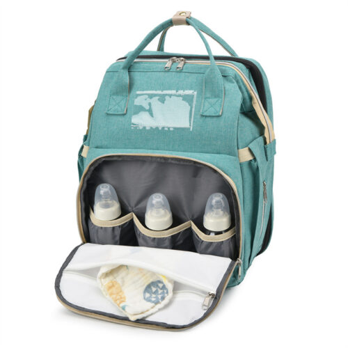 Mother and Baby Diaper Bag with portable Folding Bed