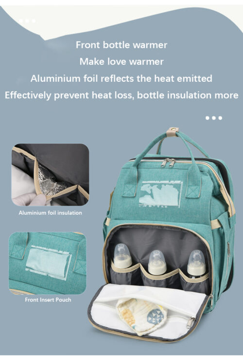 Mother and Baby Diaper Bag with portable Folding Bed