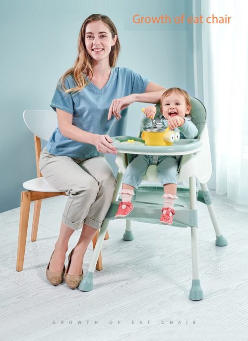 كرسي مرتفع فاخر للأطفال: مقعد آمن وقابل للتعديل لتناول الطعام مع مسند للقدمين
