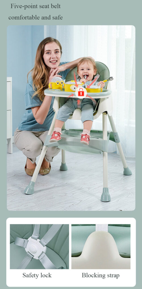 Luxury High Chair for Babies: Safe and Adjustable Dining Seat with Footrest