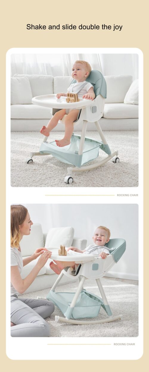 Multi-Function Rocking High Chair: Ideal for Babies and Toddlers with Adjustable Feature