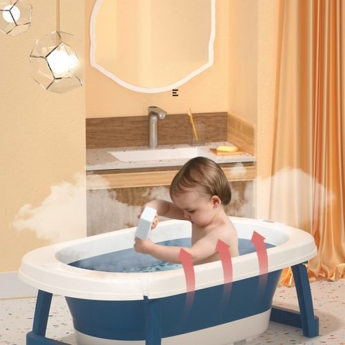 Foldable Baby Bath Tub with Intelligent Warm Water Plug: Easy Storage and Comfort