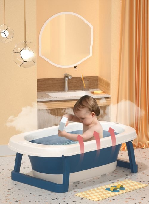 Foldable Baby Bath Tub with Intelligent Warm Water Plug: Easy Storage and Comfort