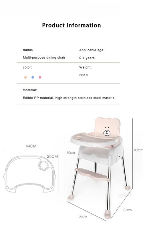 Multi-Functional Adjustable Baby Highchair - High-Quality Folding Dining Chair for Kids