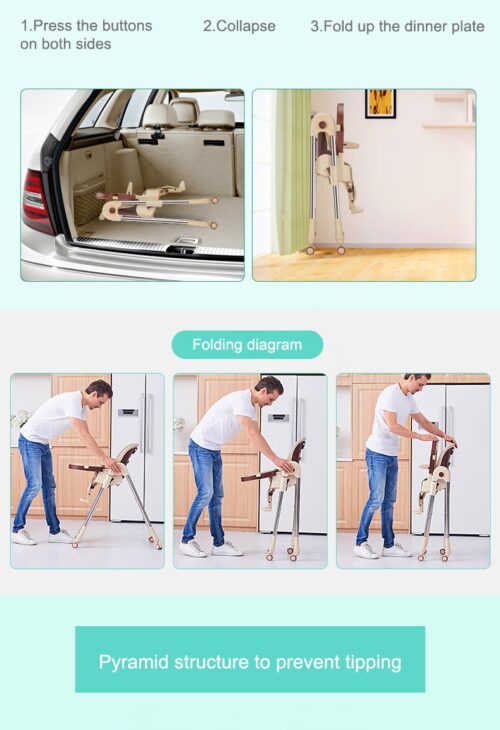 Convertible Baby Highchair - Adjustable, Portable, and Wheeled for Convenience