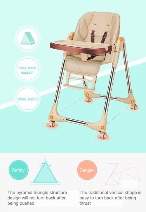 Convertible Baby Highchair - Adjustable, Portable, and Wheeled for Convenience