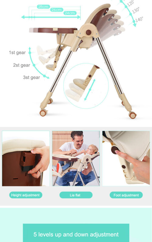 Convertible Baby Highchair - Adjustable, Portable, and Wheeled for Convenience