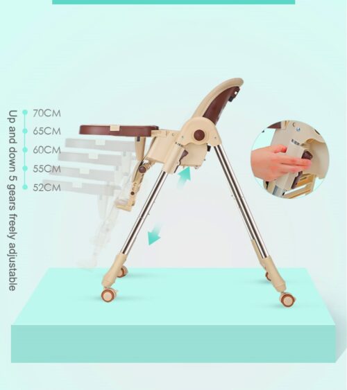 Convertible Baby Highchair - Adjustable, Portable, and Wheeled for Convenience