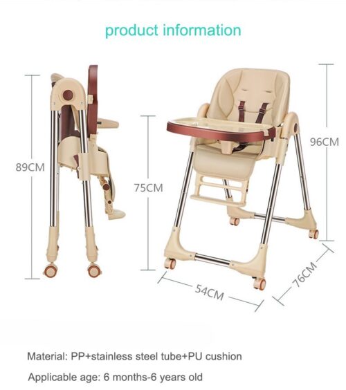 Convertible Baby Highchair - Adjustable, Portable, and Wheeled for Convenience