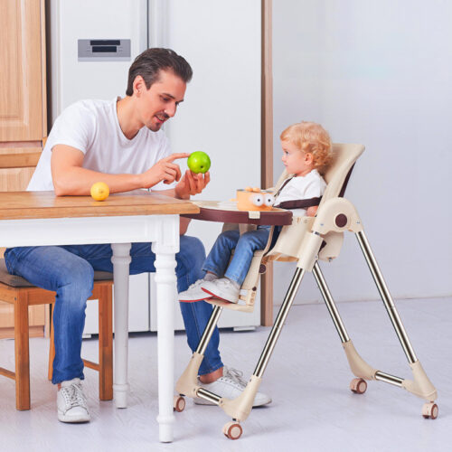 Convertible Baby Highchair - Adjustable, Portable, and Wheeled for Convenience