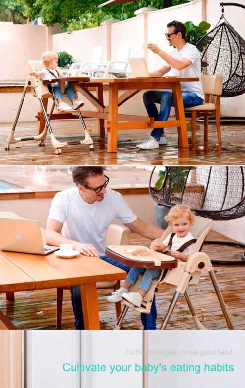 Convertible Baby Highchair - Adjustable, Portable, and Wheeled for Convenience