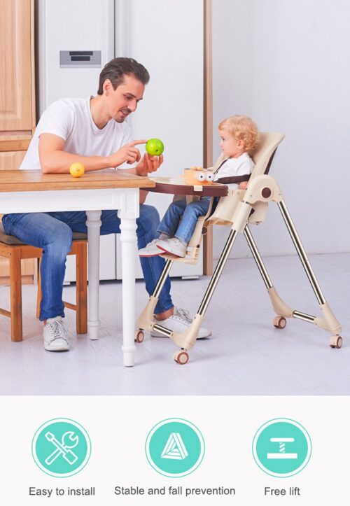 Convertible Baby Highchair - Adjustable, Portable, and Wheeled for Convenience