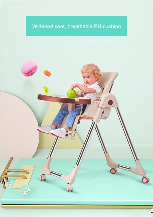Convertible Baby Highchair - Adjustable, Portable, and Wheeled for Convenience