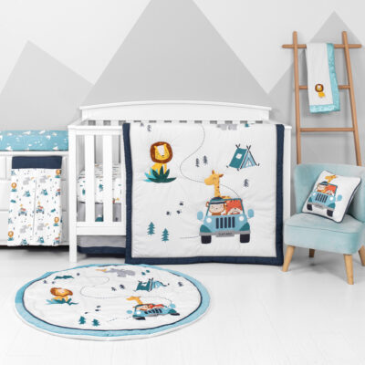 Bellanina Charming 4-Piece Baby Bedding Set - Digital Print Comforter, Crib Sheet, Skirt & Bumper in 100% Polyester