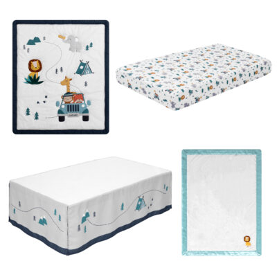 Bellanina Charming 4-Piece Baby Bedding Set - Digital Print Comforter, Crib Sheet, Skirt & Bumper in 100% Polyester