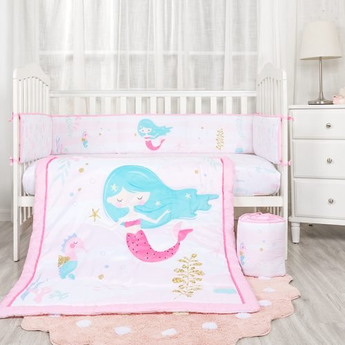 Bellanina Deluxe 100% Cotton Baby Bedding Set - Comforter, Crib Sheet & Skirt with Digital Print (3 Pieces)