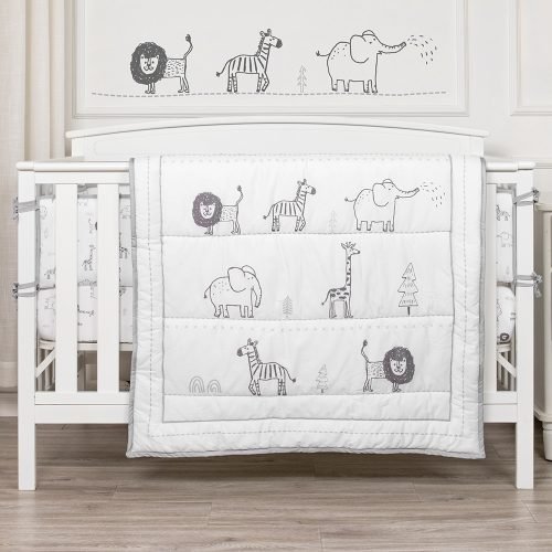 Bellanina Complete 4-Piece Baby Bedding Set - 100% Cotton with Digital Print Comforter, Crib Sheet, Crib Skirt & Bumper